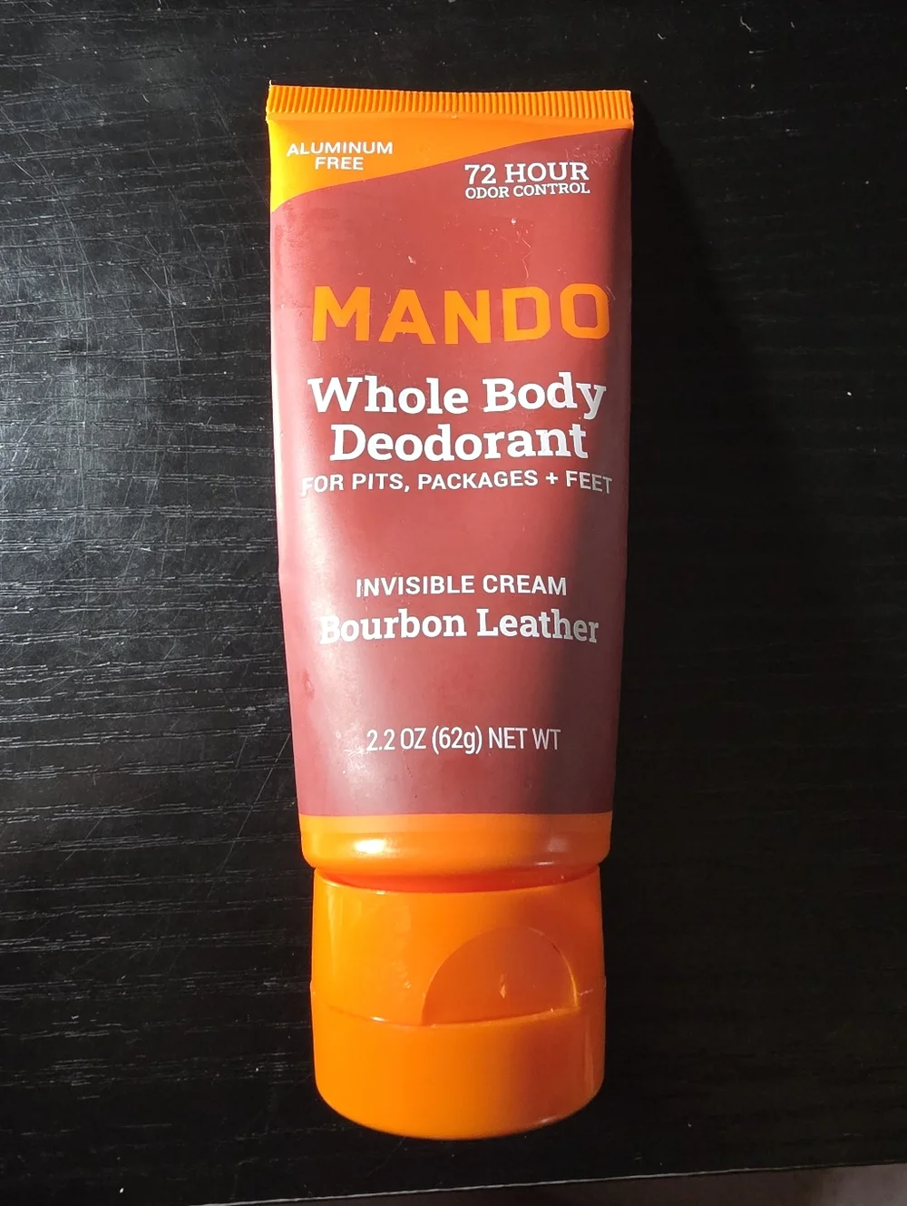 Mando Whole Body Deodorant for Men Invisible Cream Aluminum Free Bourbon Leather